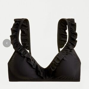 J. Crew Black Ruffled Black Bikini Top